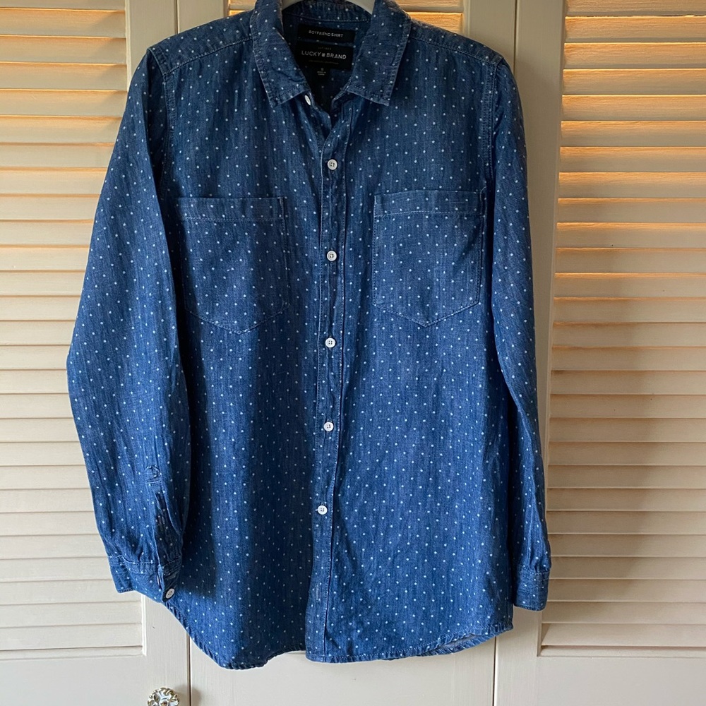 Lucky Brand Denim, polka dot, Button down in small